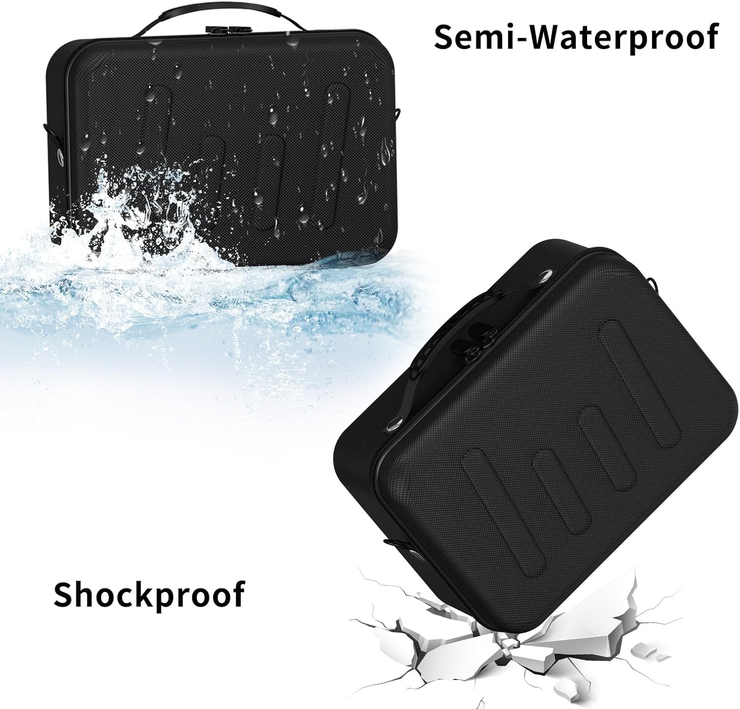 Hard Shell Camera Case Compatible with Canon EOS Rebel T7/R50/R100 and More DSLR & Mirrorless Cameras – Portable Travel Bag with Adjustable Dividers, Mesh Pocket & Shoulder Strap (Black) - Image 3