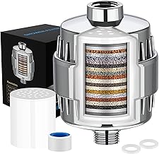 Shower Filter 15 Stage with Vitamin C for Hard Water - Water Softener Shower Head Filter with Replaceable Multi-Stage Filter Cartridge to Remove Heavy Metal, Chlorine