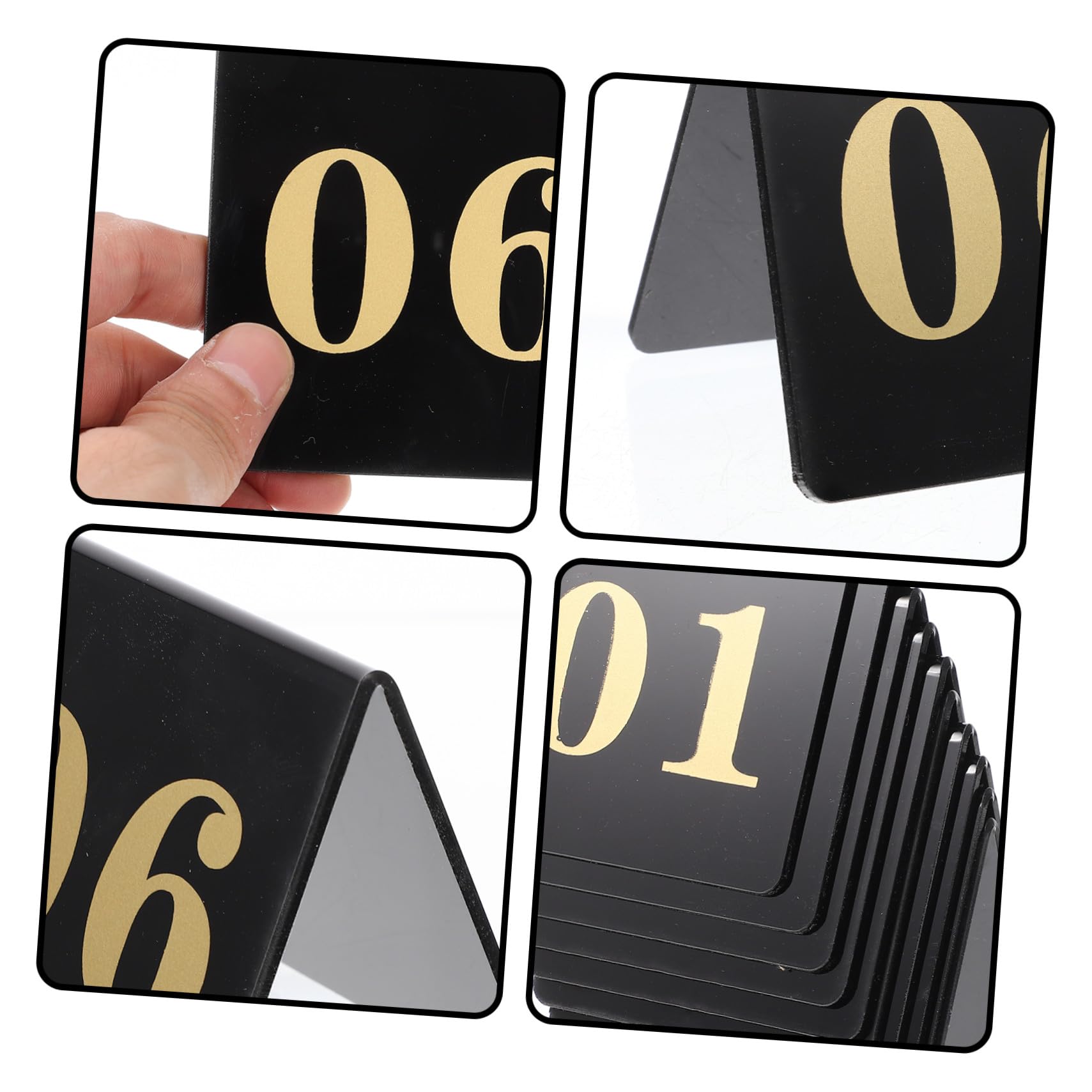10stücke Teiliges Acryl Beidseitig Bedruckt Elegante Schwarze Tischkarten Mit Goldenen Ziffern Stabile Aufsteller Für Hochzeit Bankett Und Event-dekoration