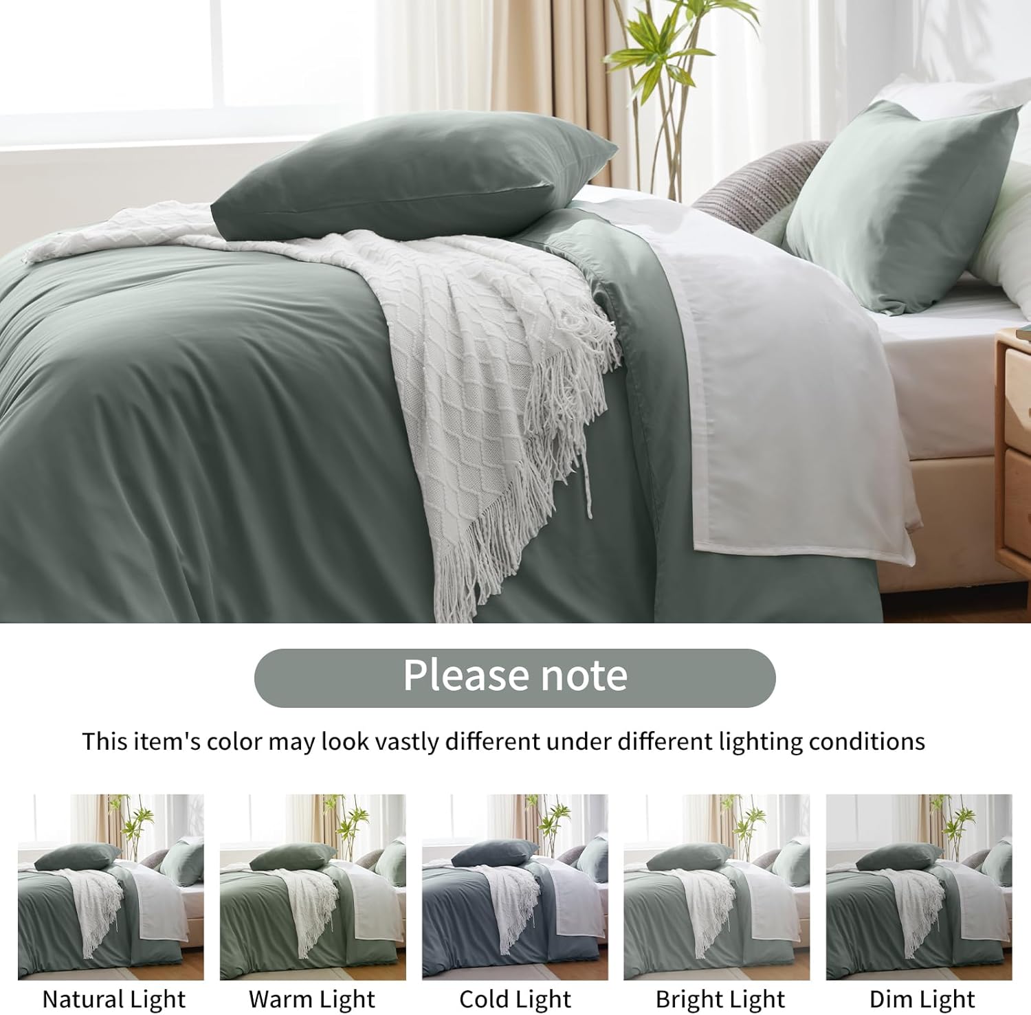 California King Duvet Cover, Rayon Derived from Bamboo, Cooling & Soft Cal King Duvet Cover Set, 1 Zipper Closure Duvet Cover 104"x98" & 2 Pillow Shams, Comforter Not Included, Grey - Image 5