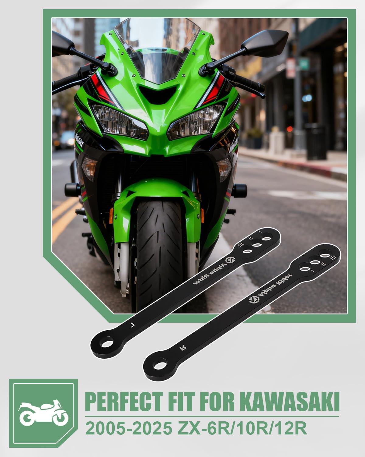 for Kawasaki ZX-6R Lowering Links 3-Position | 2005-2025 | ZX-10R ZX-12R ZX-9R | CNC Billet Aluminum Slam Kit