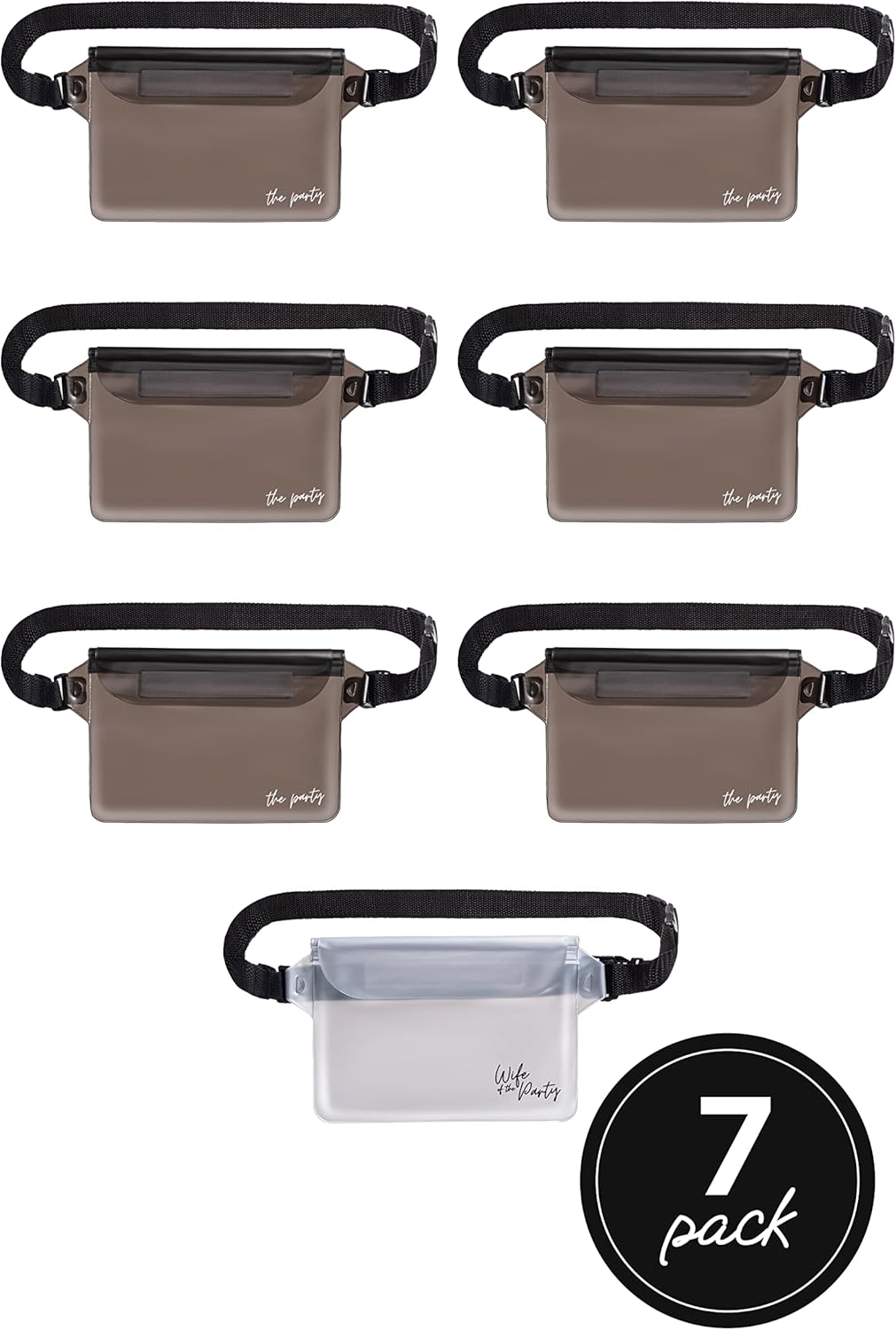 Waterproof Bachelorette Party Fanny Pack Set (7 Pack - Black) 1 “Wife of the Party” Bride Fanny Pack and 6 “The Party” Bachelorette Fanny Packs | Bachelorette Party Favors I Bachelorette Gifts - Image 9