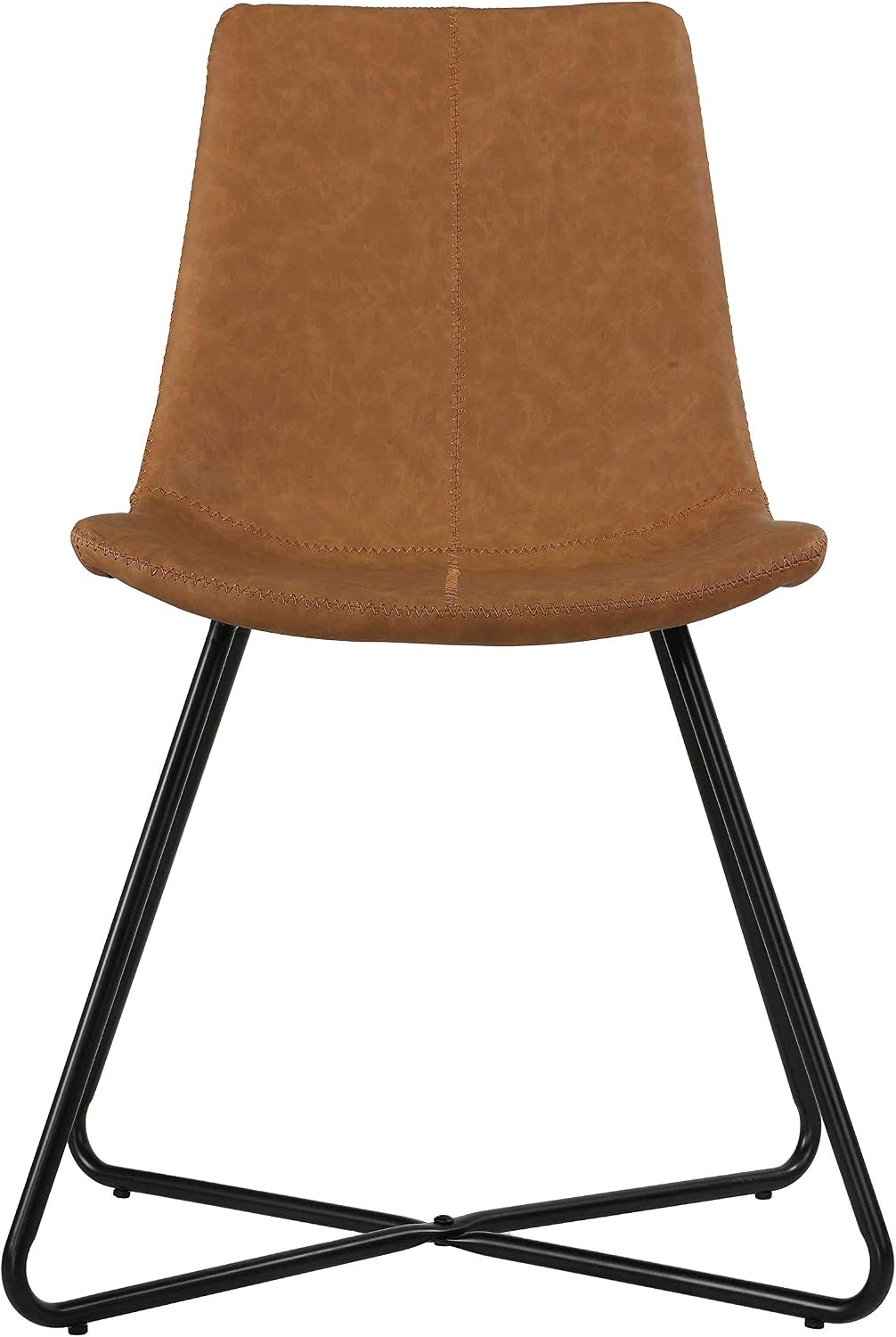 Cortesi Home Tangier Dining Chair in Saddle Brown Faux Leather (Set of 2)