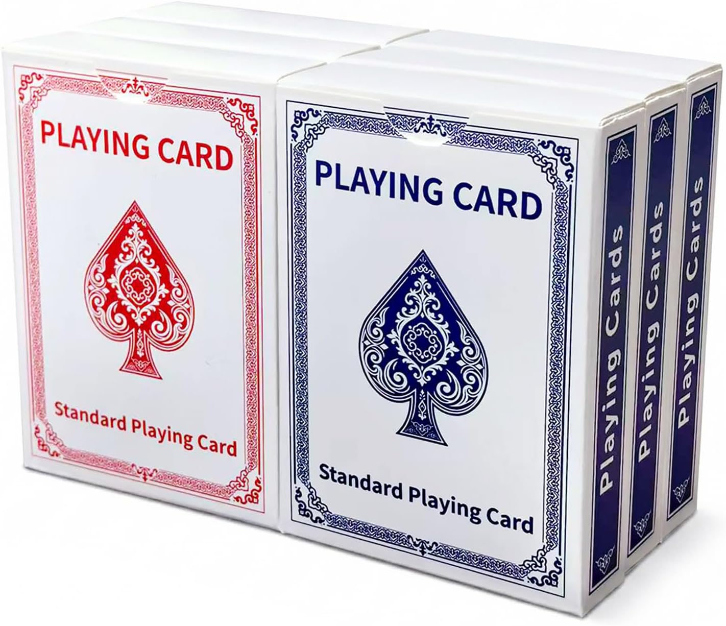 Playing Cards 6 Pack, Decks of Cards, Standard Playing Cards Bulk, Red and Blue Decks for Poker, Blackjack, Classic & Party Card Games, Travel & Game Night Fun
