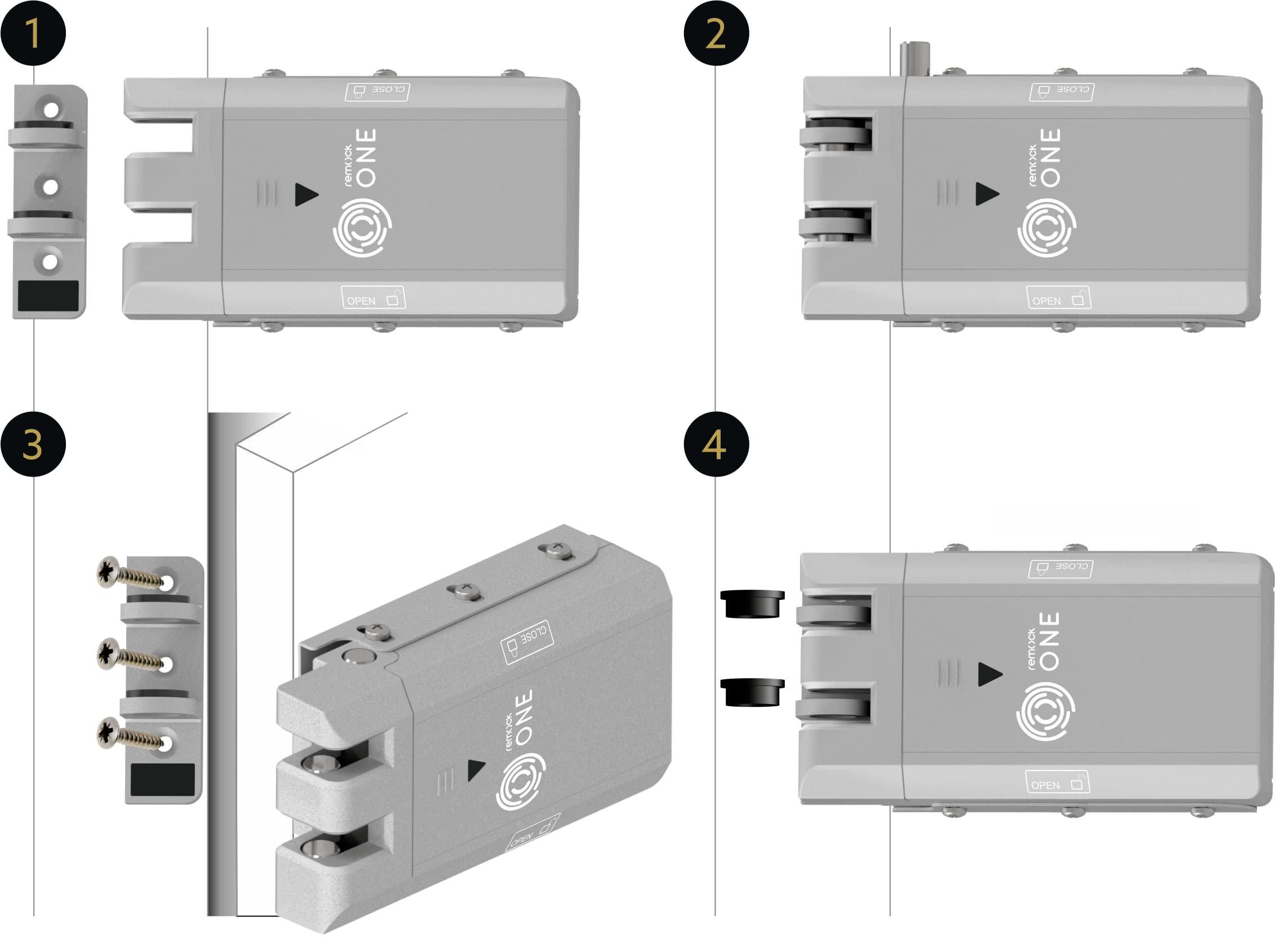 Remock ONE Cerradura Invisible con Auto-cierre, en color Plata con 4 mandos a distancia. Antirrobo y anti okupas.