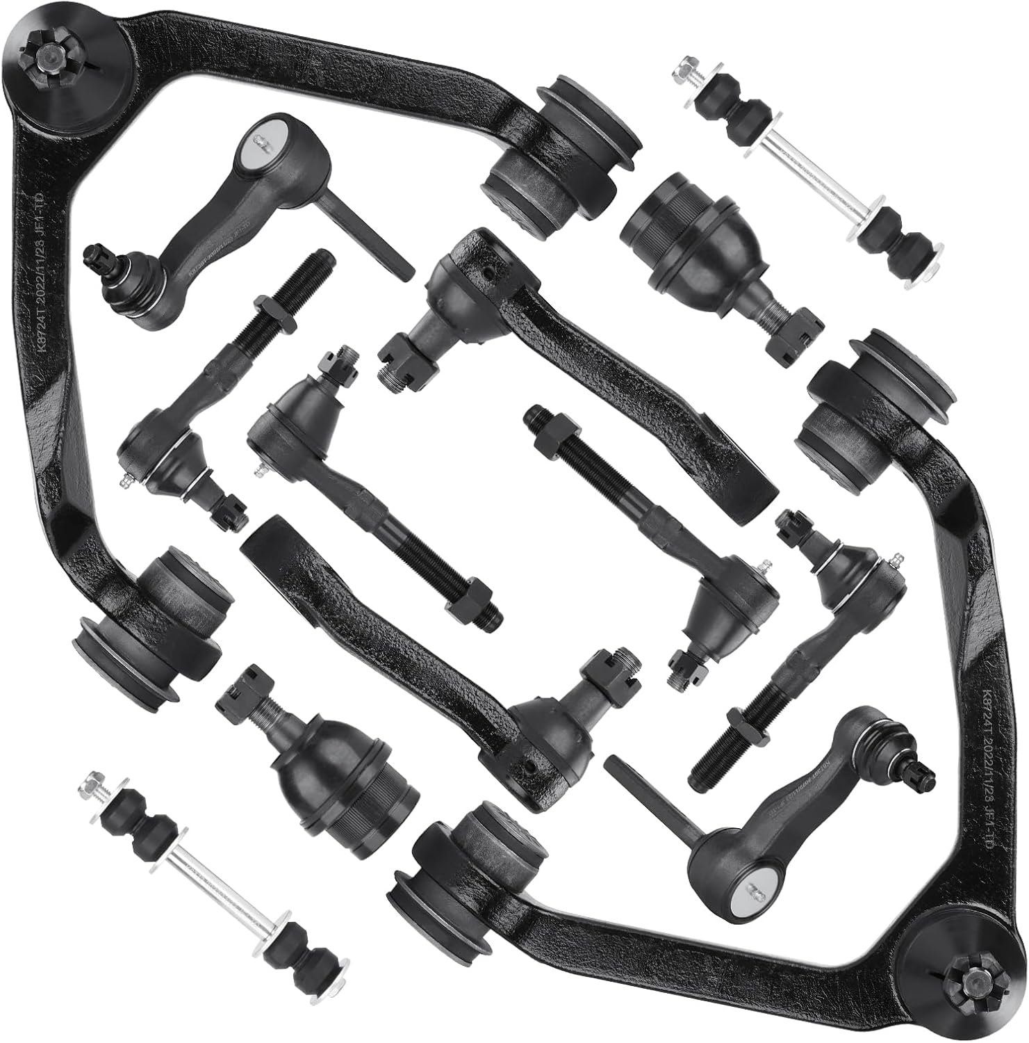 4WD Front Upper Control Arms Tie Rods Suspension Kit Compatible with for Ford Expedition 1997-2002 / F150 1997-2003 / F250 1997-1999, Fit for Lincoln Navigator 1998-2002 (14PCS)