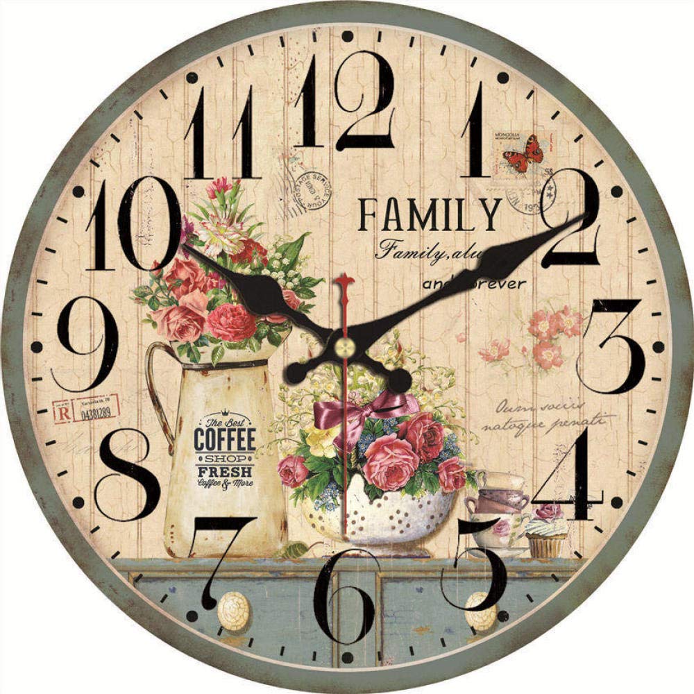 Horloge de salon décorative vintage au motif fleur de lavande et rose