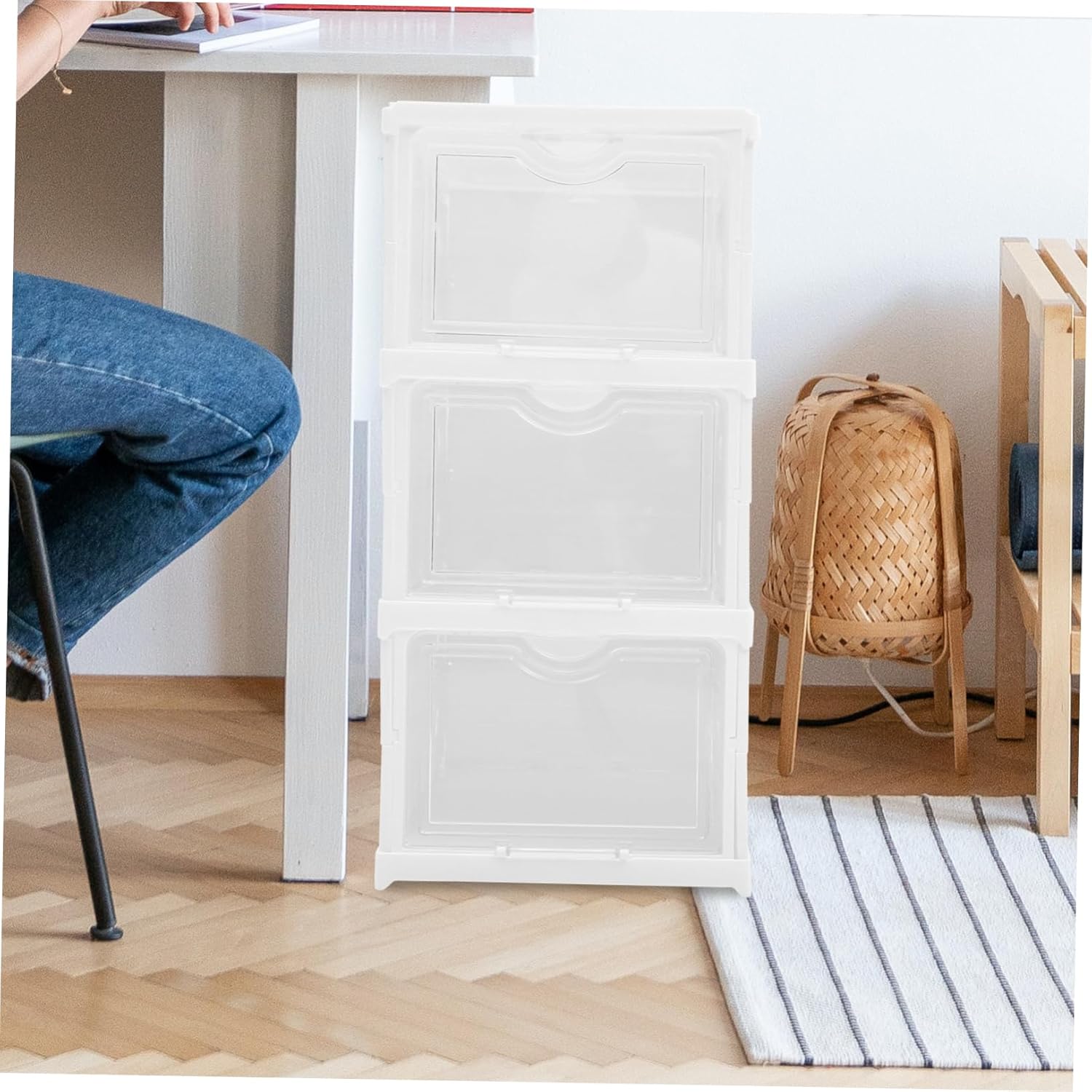 MAGICLULU Shoe Containers for Shoes of Stackable Boxes Storage Box Lid Storage Case for High Heels