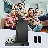Vista 6 de JYMEGOVR Soporte de refrigeración para Xbox Series X, estación de carga y juego de batería recargable de 2 x 1400 mAh