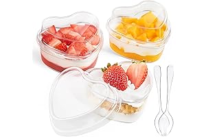 Qeirudu Heart Containers with Lids - 50 Pack 5 oz Heart-Shaped Dessert Cups