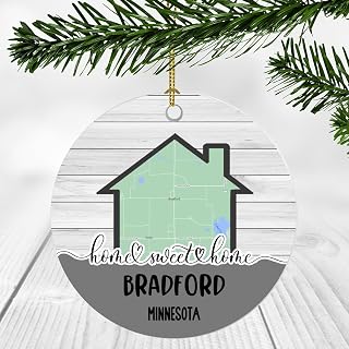 Home Sweet Home Bradford MN Ornament 2024 - New Home Bradford Minnesota Ornament City Map - Wedding, Housewarming Gift for Family, Friend Ornament 3Inch Plastic