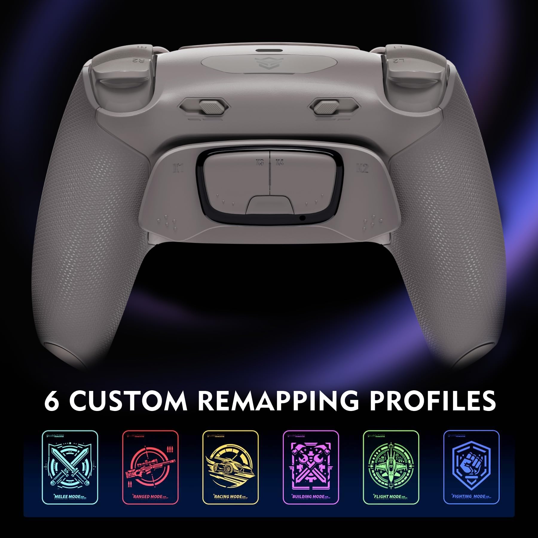 HEXGAMING ULTIMATE PRO Controller per ps5/PC,Wireless/USB Joystick Pro | 4 Tasti Posteriori Rimappabili&8 Levette Analogiche Effetto Hall&6 Profil&Trigger Grilletti Regolabili,Grigio Quantum