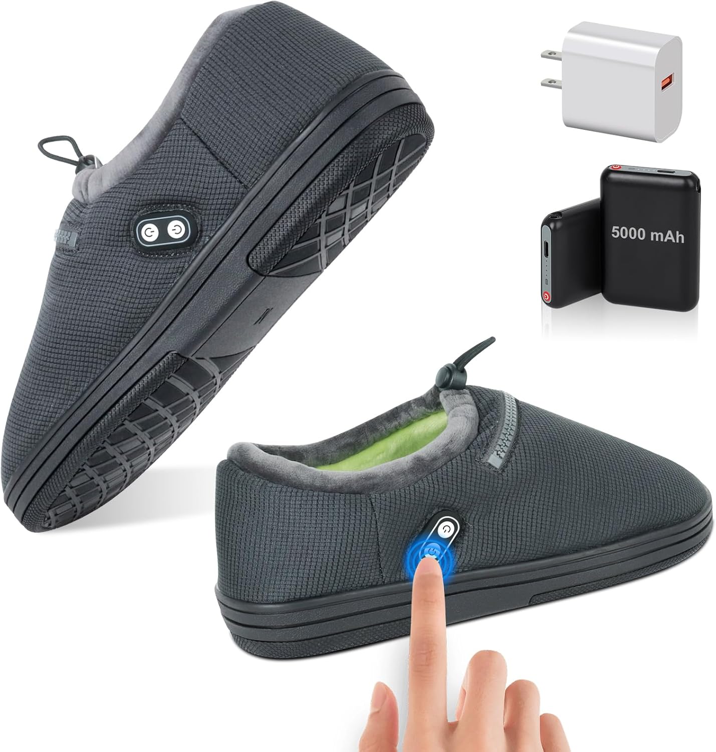 RTDEP Foot Warmer, Heated Slippers for Women Men, Heated Shoes Rechargeable Battery 5000mAh,Anti-Accidental Touch, Heat Slippers, Winter Foot Warmers for Feet for Home Office