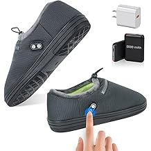 RTDEP 暖脚器,女式男士加热拖鞋,加热鞋可充电电池 5000mAh,防意外触摸,热拖鞋,家庭办公室冬季暖脚器
