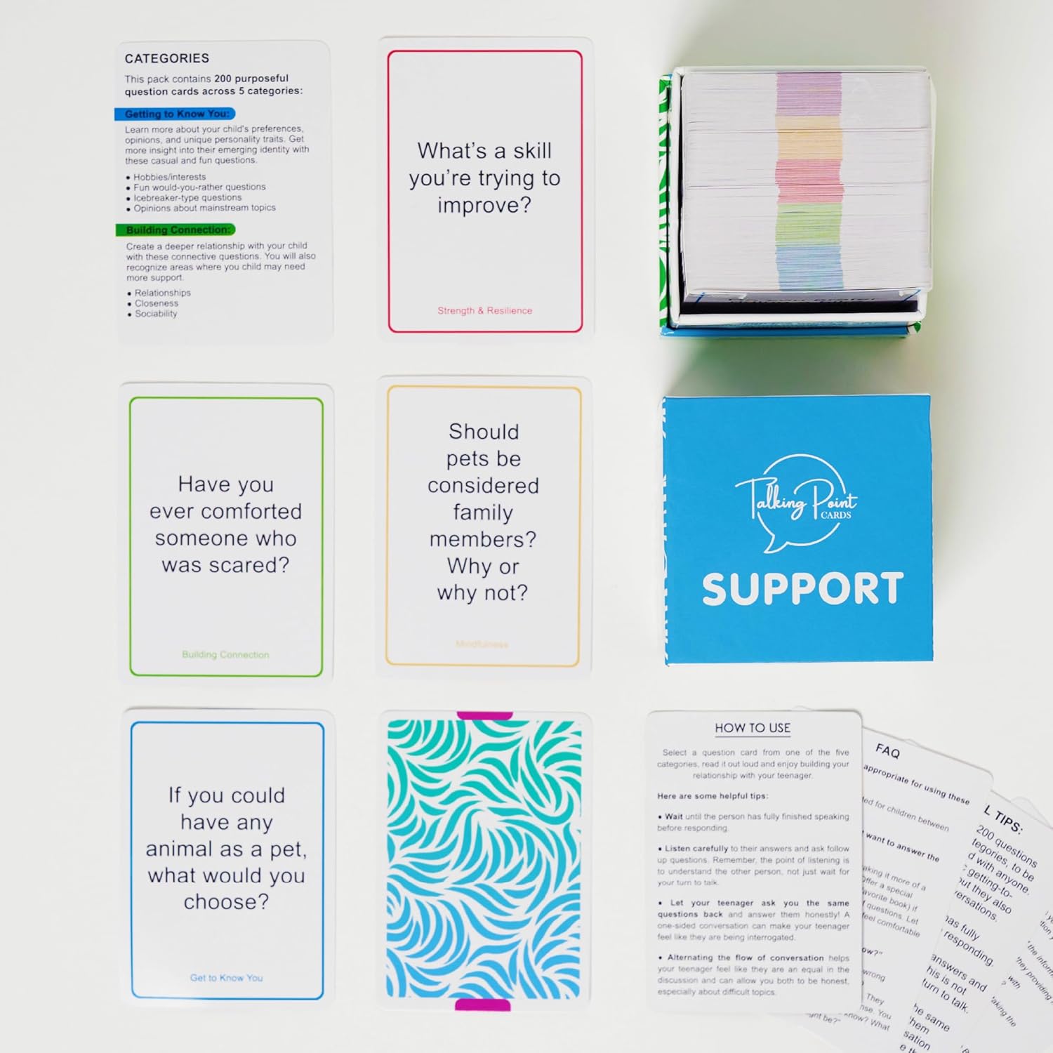 200 Safe, Trauma-Informed Conversation Starter Cards for Stronger Families - Build Support, Trust and Connection While Promoting A Sense of Safety - Parents Adults Children's Therapy Icebreaker Game