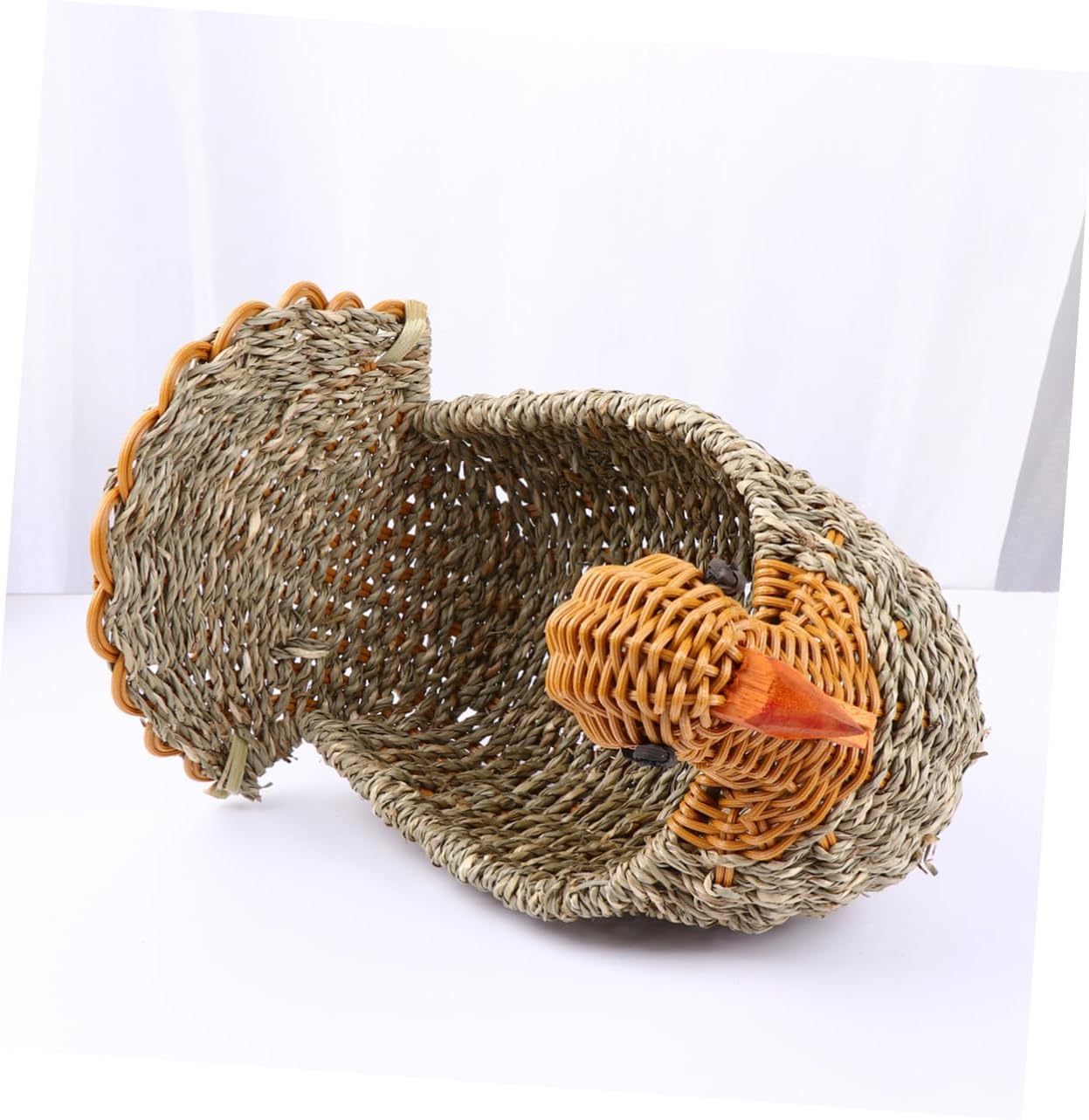 SOLUSTRE Woven Storage Basket for Portable Cartoon Organizer for Snacks Fruits Straw Turkey Pattern Light Grey Storage