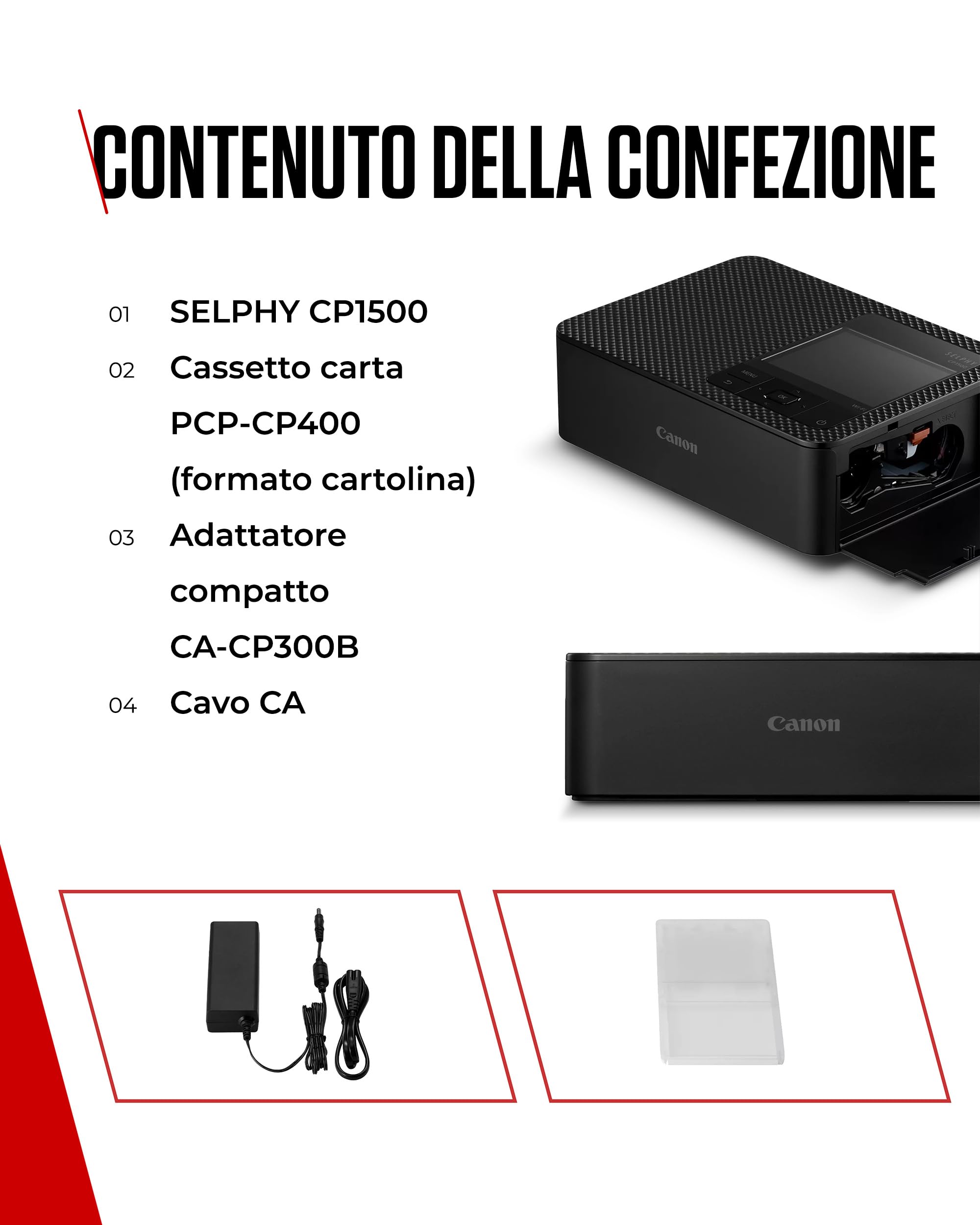 Canon SELPHY CP1500 Stampante Fotografica Compatta Wireless USB-C SD Nero