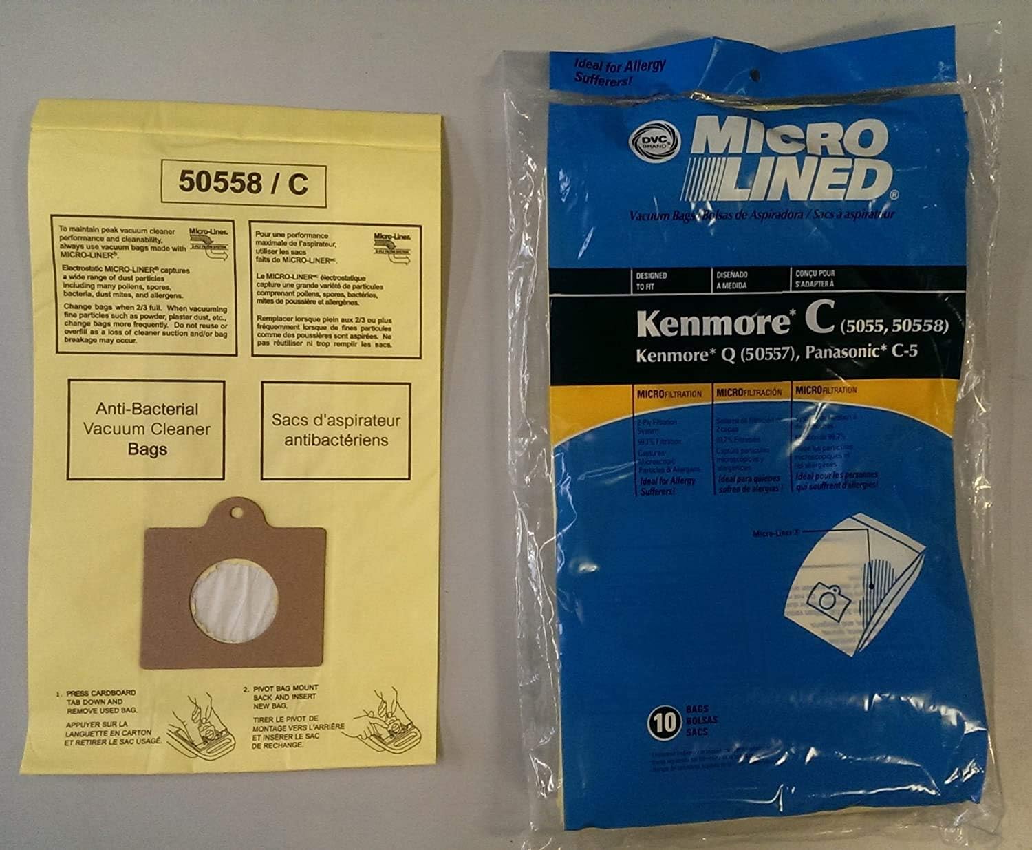 20 Kenmore Style C & Style Q 5055 50557 50558 Micro Lined Canister Vacuum Bags. Also Fits Panasonic C-5, C-18 by DVC (Basic Pack)