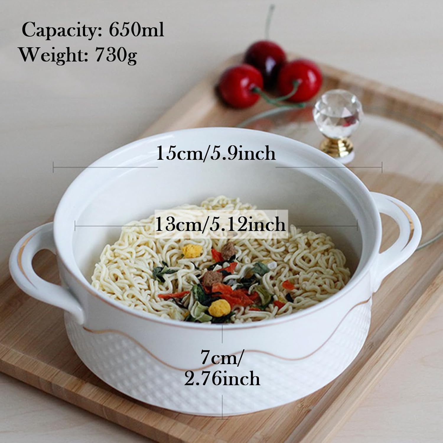 Ceramic Soup Tureen with Glass Lid Large Capacity Serving Tureen with Double Handles, White Porcelain Serving Tureen for Restaurant Home Kitchen Decoration Ceramic Covered Tureens