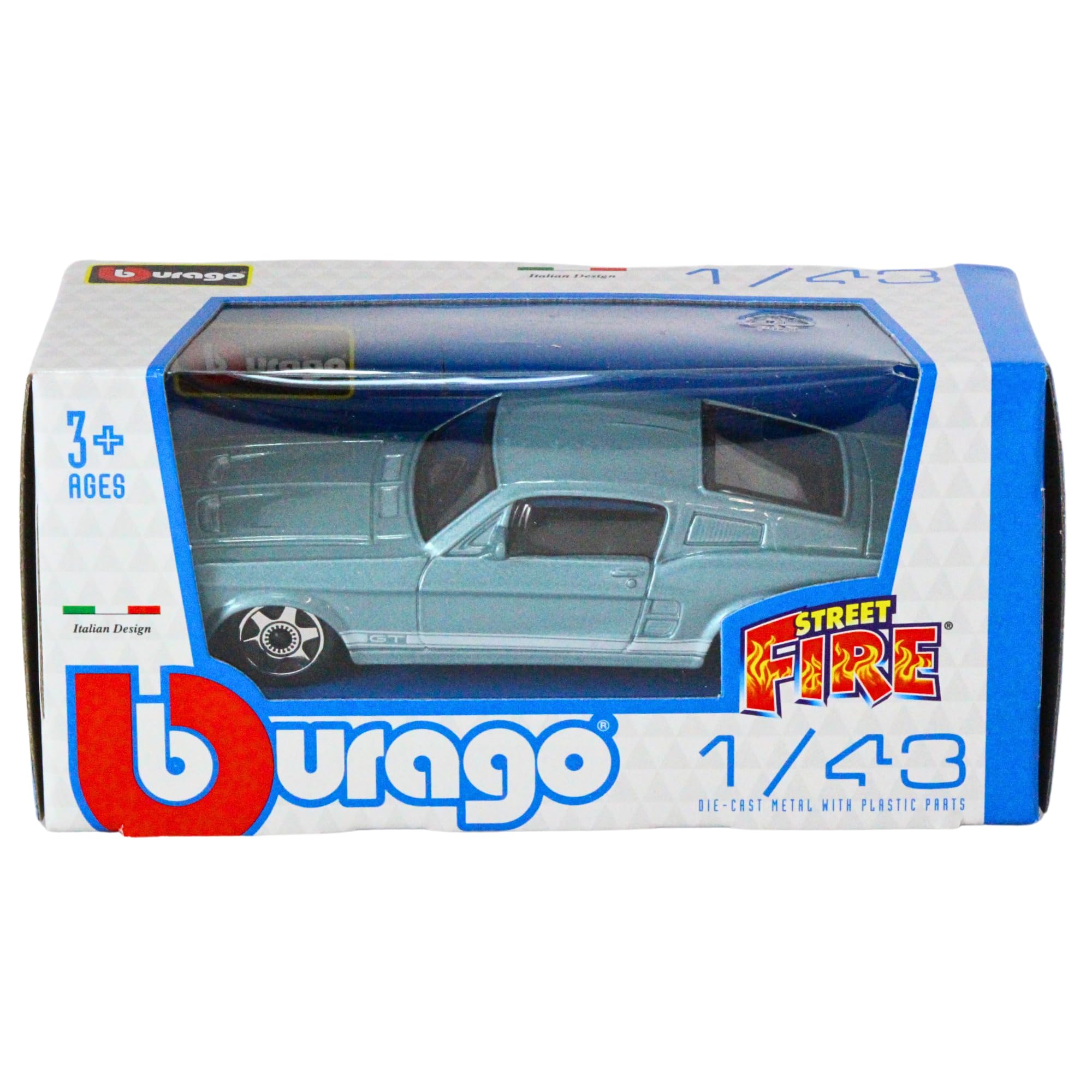 Atlas 1:43 Ford Mustang Shelby 350 GT Année De Construction 1966 Bleu Metallique Blanc 2891009 Mag Hm09