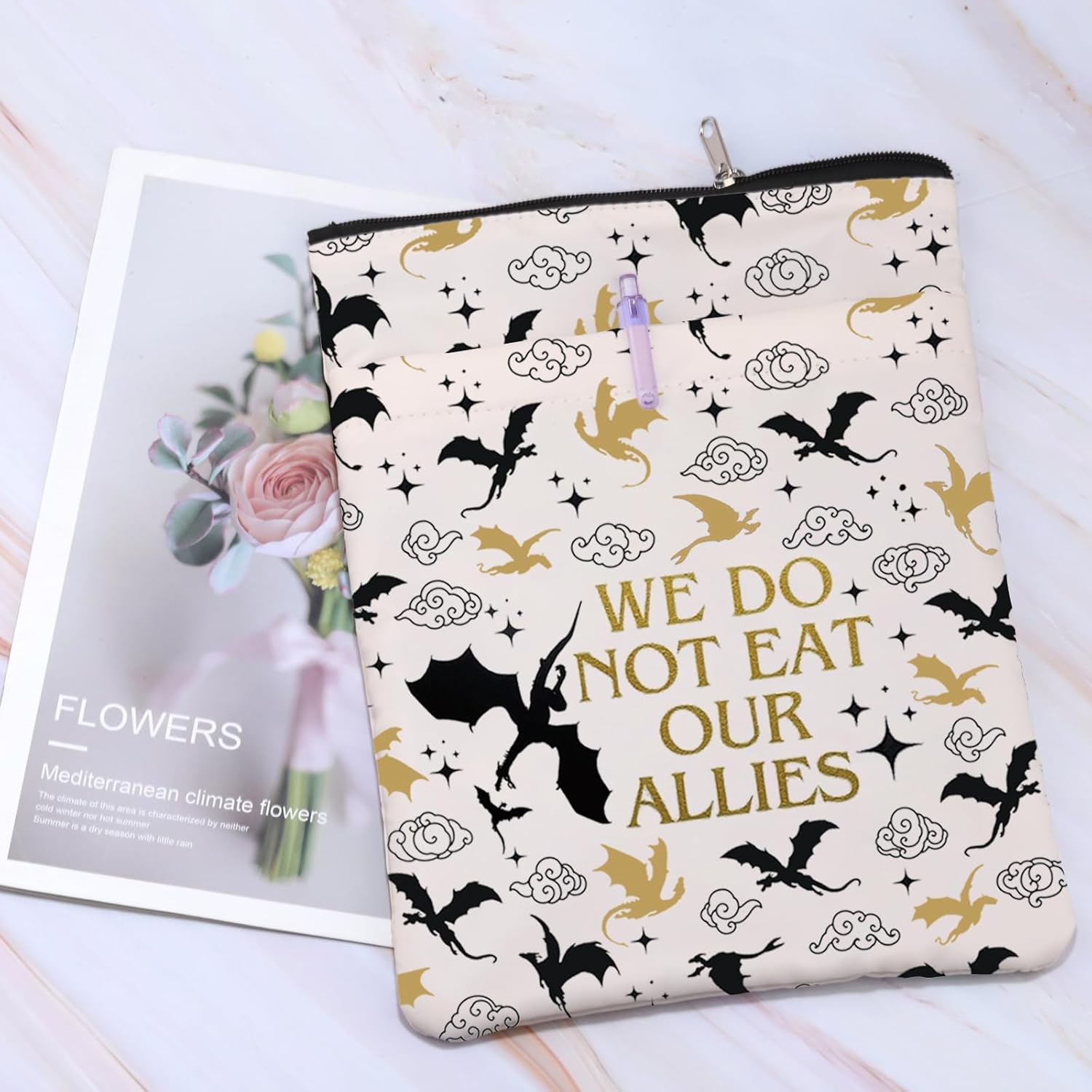 Wings Inspire Book Sleeve Dragon Rider Gift Basgaith Gift We Do Not Eat Our Allies Book Cover for Bookish (EatOurAlliesBS) - Image 3