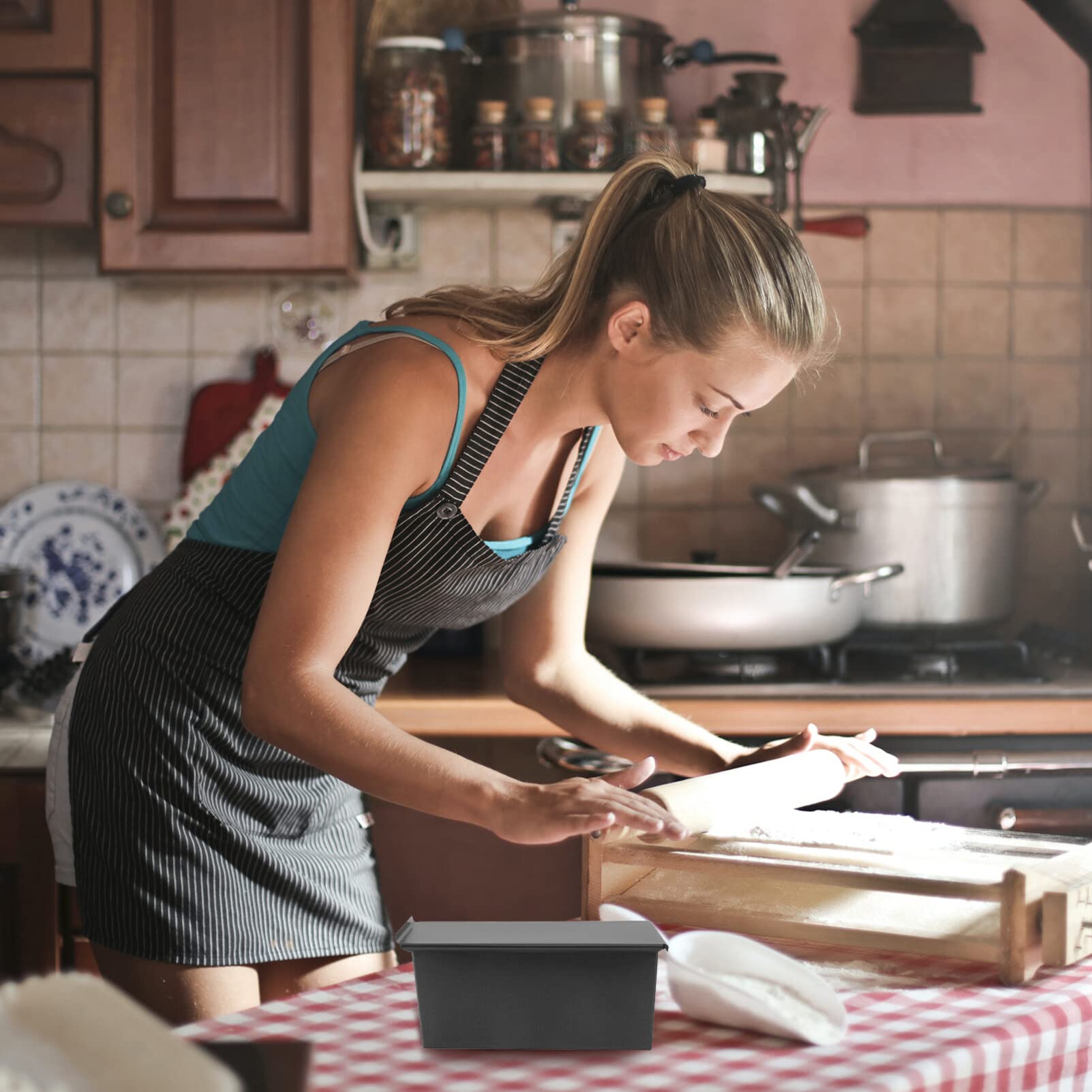 Alipis 450g Stampo Per Pane Tostato Antiadente Con Coperchio Mould Per Pane Nero Per Cucina Per Preparazioni Casalinghe Di Toast