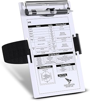 VFR Pilot Kneeboard - Aviation Kneeboard with Strap, Pen Holder - Compact Aluminium Knee Boards - Pilot Essentials and Flight Simulator Accessories 5.5 x 8 Inch