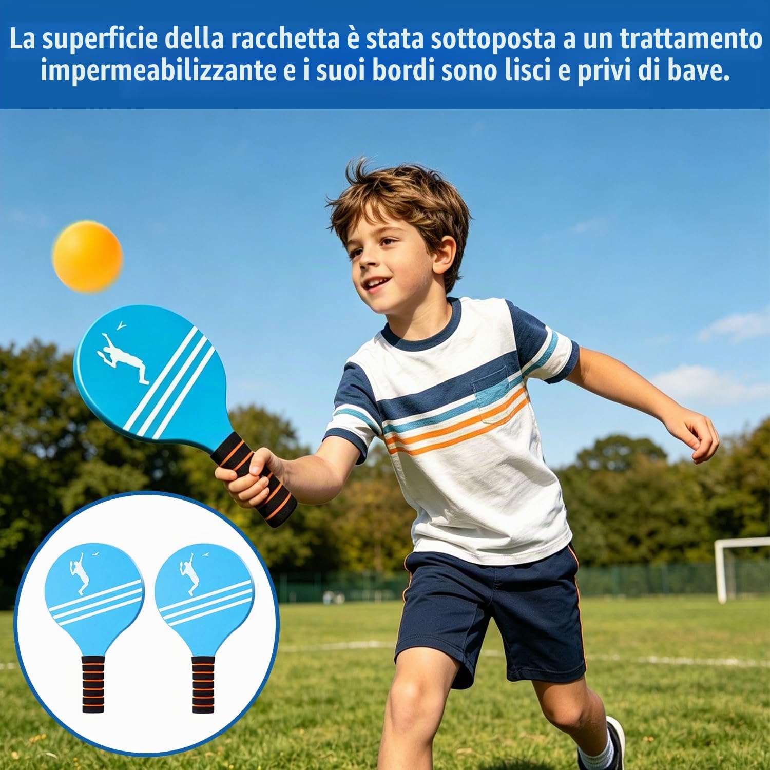 Beach Rackets, Racchette da Spiaggia Set, se-t Di racchette Con Palla, Racchettoni Mare Se-t, Set di Racch-ette da Badminton in Legno, Rac-chette da spiaggia in legno, per Gioco all’Aperto, Spiag-gia