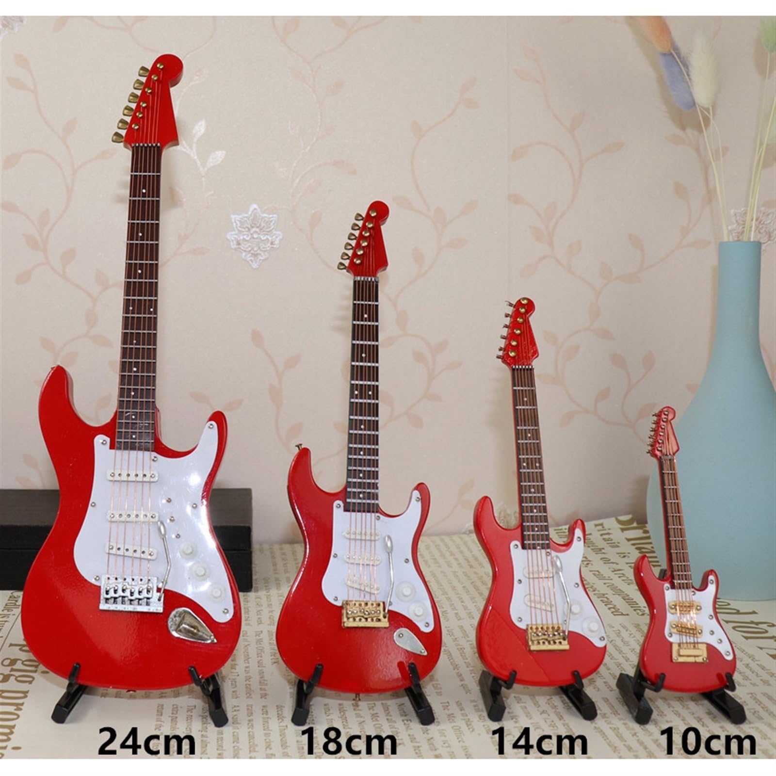 Mini Modelo de Instrumento Musical Adornos De Instrumentos Musicales Modelo Amante De La Música Mini Adornos De Guitarra Eléctrica De Madera Música(C18 cm)