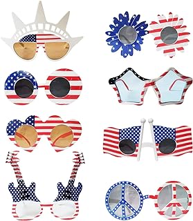 JAKADYUKS 8 Packs American Flag Glasses USA Patriotic Party Sunglasses Photo Booth Props Party Favors School Gifts Supplies Fourth 4th of July Party Accessories
