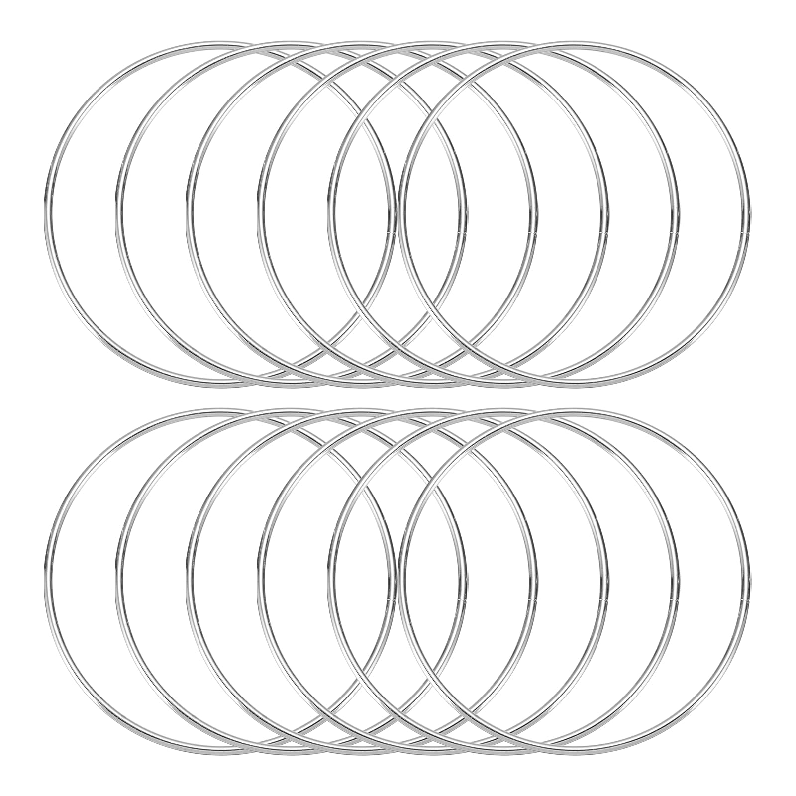 sourcing map 12 Pcs Dream Catcher Rings,Metal Crafts Hoops Floral Hoop 4.3 Inch Macrame Hoops Rings for DIY Crafts Wreath Making Supplies Plant Hangers,Silver