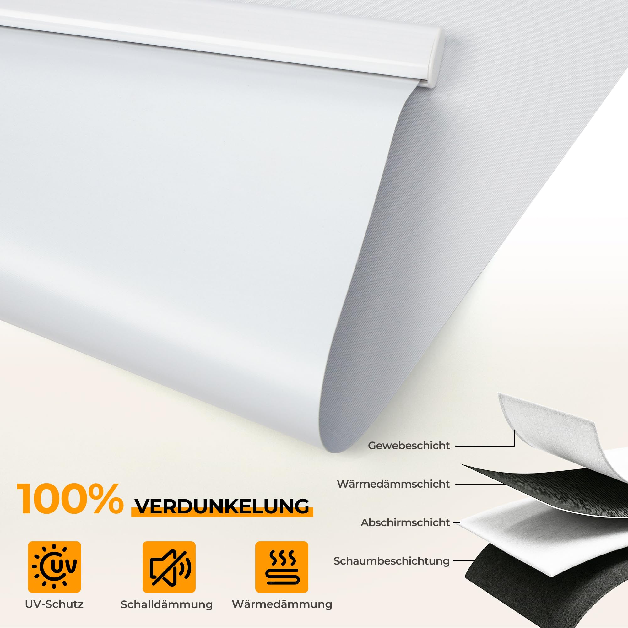 HOMEDEMO M100 Elektrische Rollos Verdunkelungsrollo mit Motor & Fernbedienung, Weiß 95x150cm(BxH), Smart Rollo ohne Bohren klemmfix & mit Bohren, Sonnenschutz Sichtschutz Rollo für Fenster