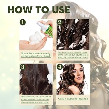 2 x hair styling curling mousse curl styling mousse fluffy curl styling mousse curl bouncer moisturising foam styling mousse 2 x 60 ml hair2
