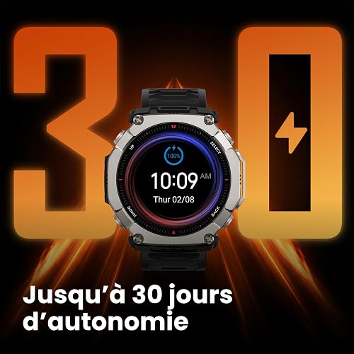 Amazfit T-Rex Ultra 2 Montre Connectée Outdoor, GPS Double Bande, Boîtier Titane 51 mm, Écran AMOLED 1,5" Verre Saphir, Lampe Torche, 30 Jours Autonomie, Cartes Hors Ligne, 10 ATM, 180+ Modes Sport - 4