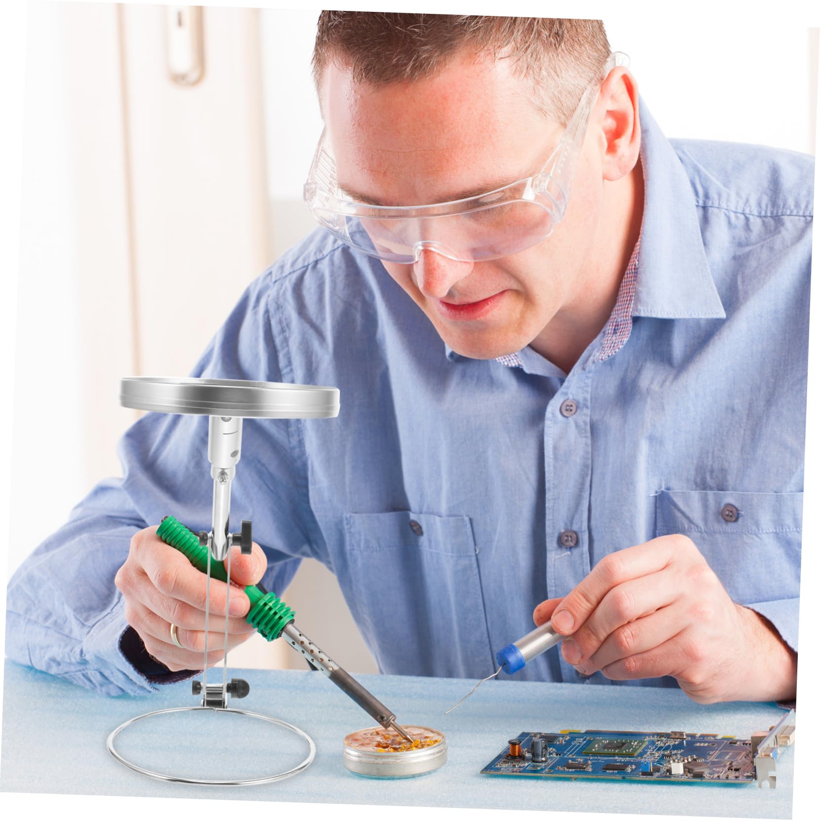 Lurrose Lampada Lente d Ingrandimento Da Tavolo Lente d Ingrandimento Mani Libere Luce Per Lavori Artigianali Cucito e Punto Croce