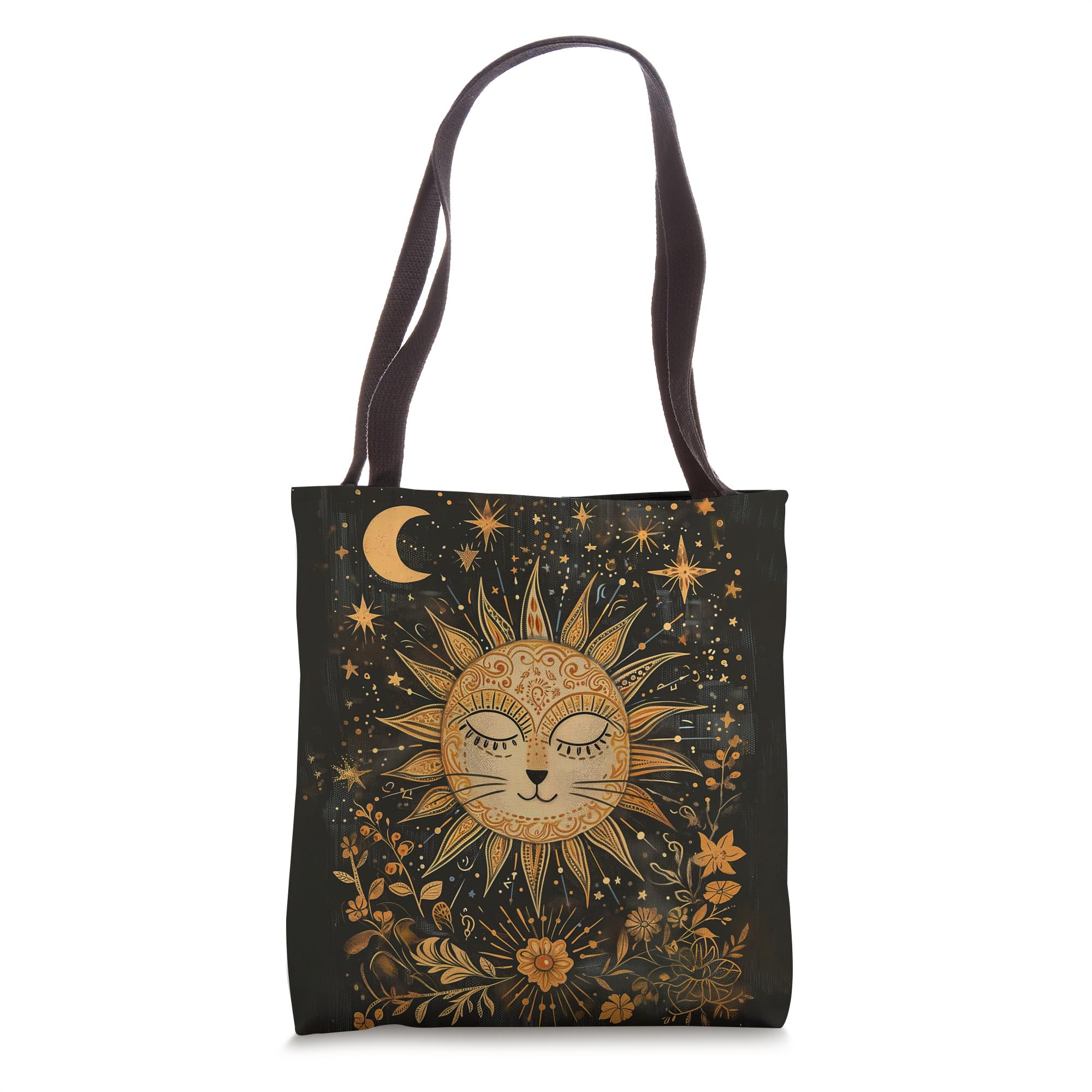 Boho Flower Sun With Cat Face Funny Cat Sun Moon ...