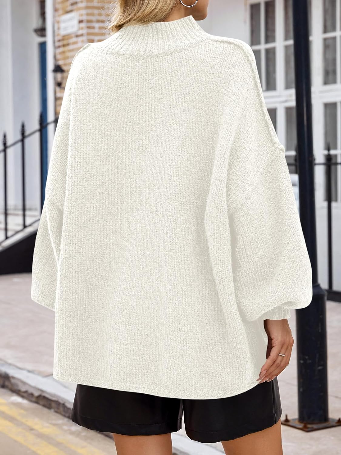 Saodimallsu Womens Oversized Sweaters Mock Neck Batwing Long Sleeve 2026 Fall Trendy Ribbed Knit Casual Tunic Sweater - Image 5