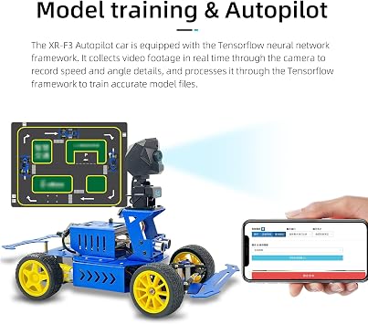 Ackerman Chassis Smart Robot Car Kit for Raspberry Pi, Autonomous Driving, AI Visual, Python Programming Education Project for Teen Engineers Students (with Raspberry Pi 4GB)