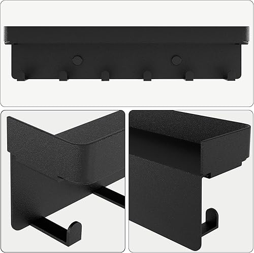 Miniatura 6 de Soporte para llaves de pared, organizador rústico de llaves y correo, 6 ganchos para llaves con estante, pequeño estante para llaves con bandeja,