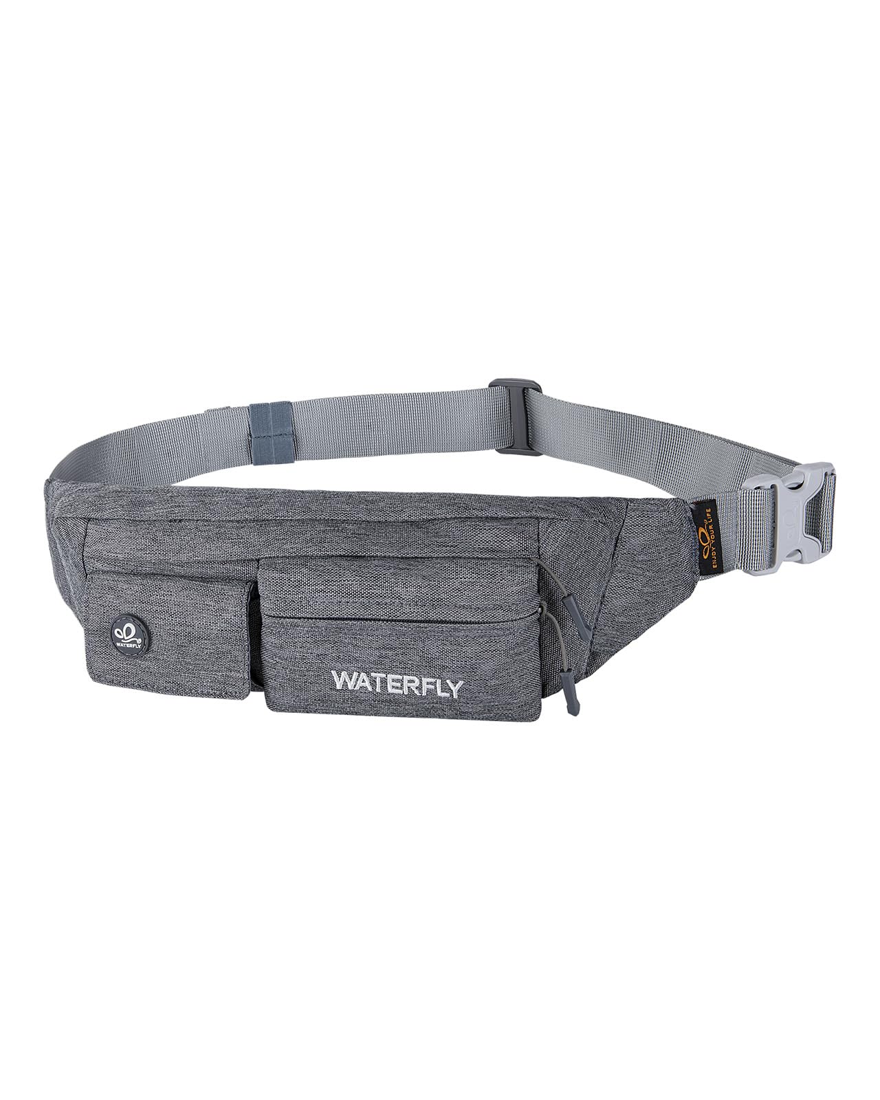 Waterfly Slim Soft Polyester Water Resistant Waist Bag Pack for Man Women Outdoors Running Climbing Carrying iPhone 5 6 Plus Samsung S5 S6 (Gray)