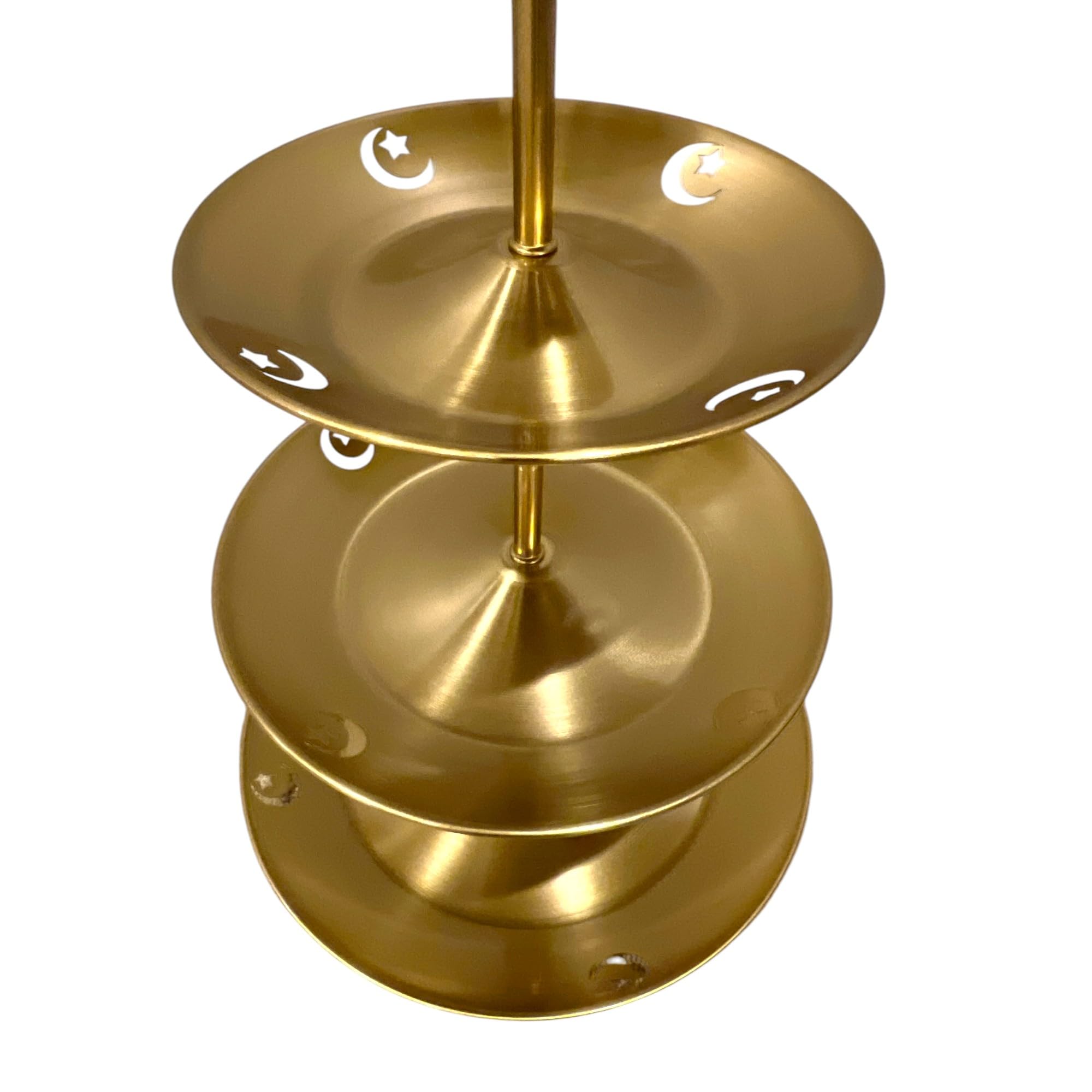 4-Tier Celebration Display Stand for Food Serving Tray with Hilal Topper Dates Fruit Metal Tray Gold Serving for Party 4 Tier Gold Cupcake Stand 12