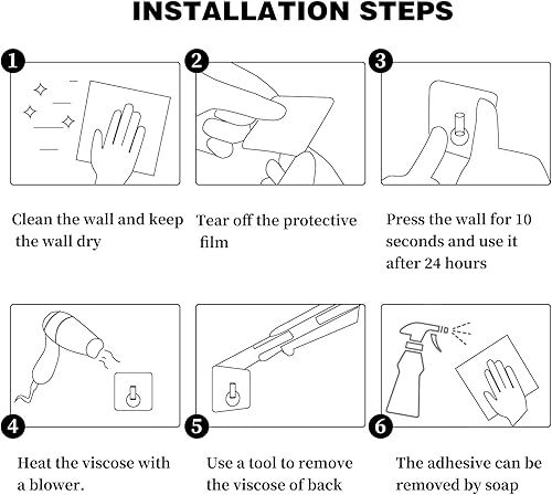 Miniatura 7 de Ganchos de pared adhesivos blancos, paquete de 2 unidades, ganchos adhesivos resistentes para toallas de baño, puerta de cocina, gancho para colgar