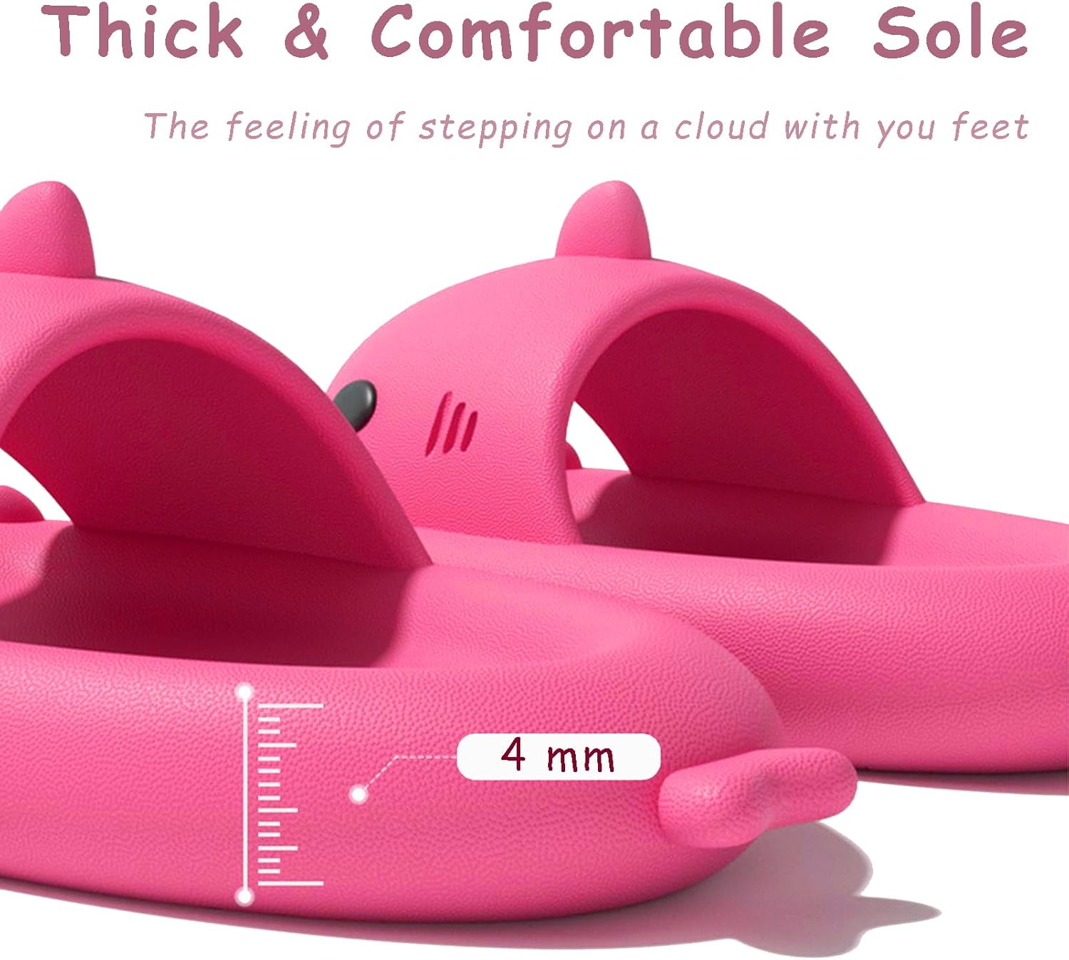 rosyclo Shark Slides for Women and Men, Cute Shark Slippers Adult Youth Cloudy Summer Soft Lightweight Anti-Slip Thick Sole Beach House Cloud Cushioned Shower Slide Sandals Indoor Outdoor - Image 3