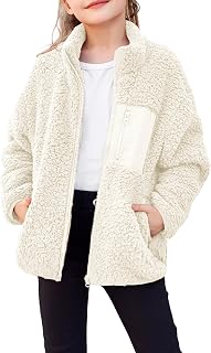 Arshiner Girls Fleece Jacket Sherpa Fall Winter Full Zip Fuzzy Coat Outwear with Pockets Price In India