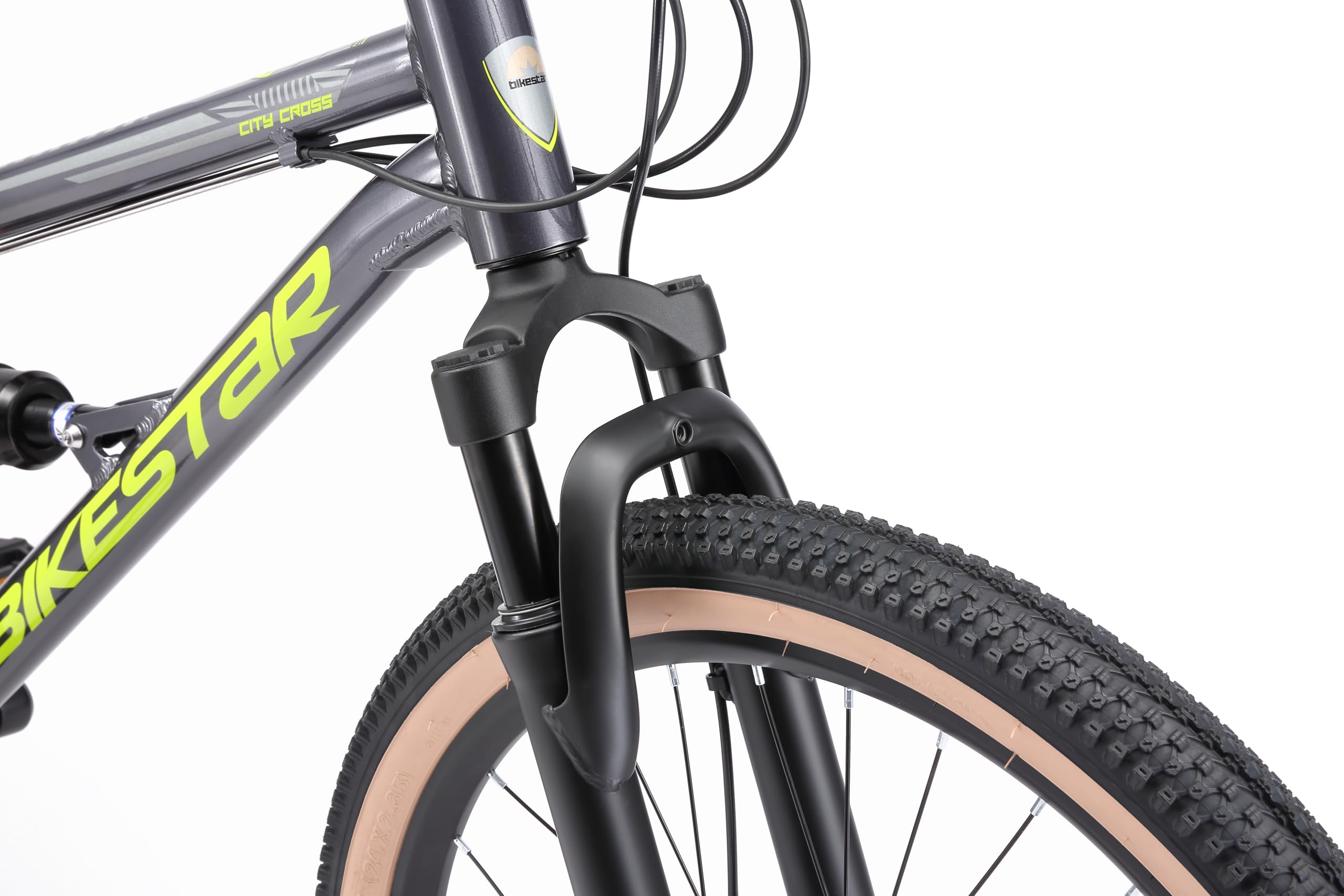 BIKESTAR MTB Mountain Bike Sospensione Completa Alluminio per Bambini 9 Anni | Bicicletta 24 Pollici 21 velocità Shimano, Freni a Disco |