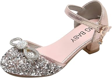 Amazon.com: Zapatos de tacón bajo con lazo, con lentejuelas y purpurina,  para niñas, zapatos de baile Mary Jane : Ropa, Zapatos y Joyería