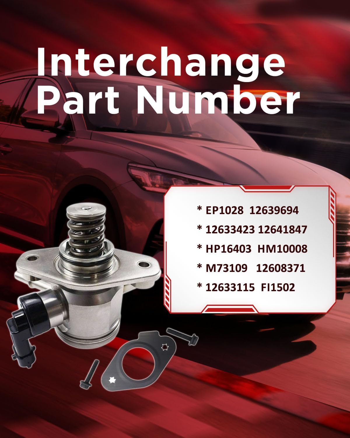 EP1028 High Pressure Fuel Pump with Accessories Replacement for Buick Lacrosse Regal Verano 2010-2017, for Captiva Sport Equinox Impala 2010-2017 Direct Replacement OE 12641847 12608371