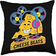 Dj Cheese Beats Vinyl Music Smiling Cheese Throw Pillow