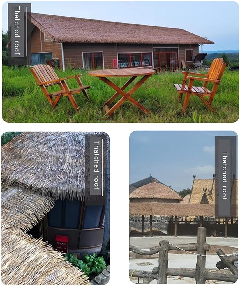 Simulation Thatched Rolls Tiki Hut Grass Skirting Roof Tiki Bar Grass Duck Blind Grass for Thatch Roofing Tiki Bar Decorations Roll Palm Palapa Straw Thatch Roof for Fence Party(Yellow a,0.5x2m)