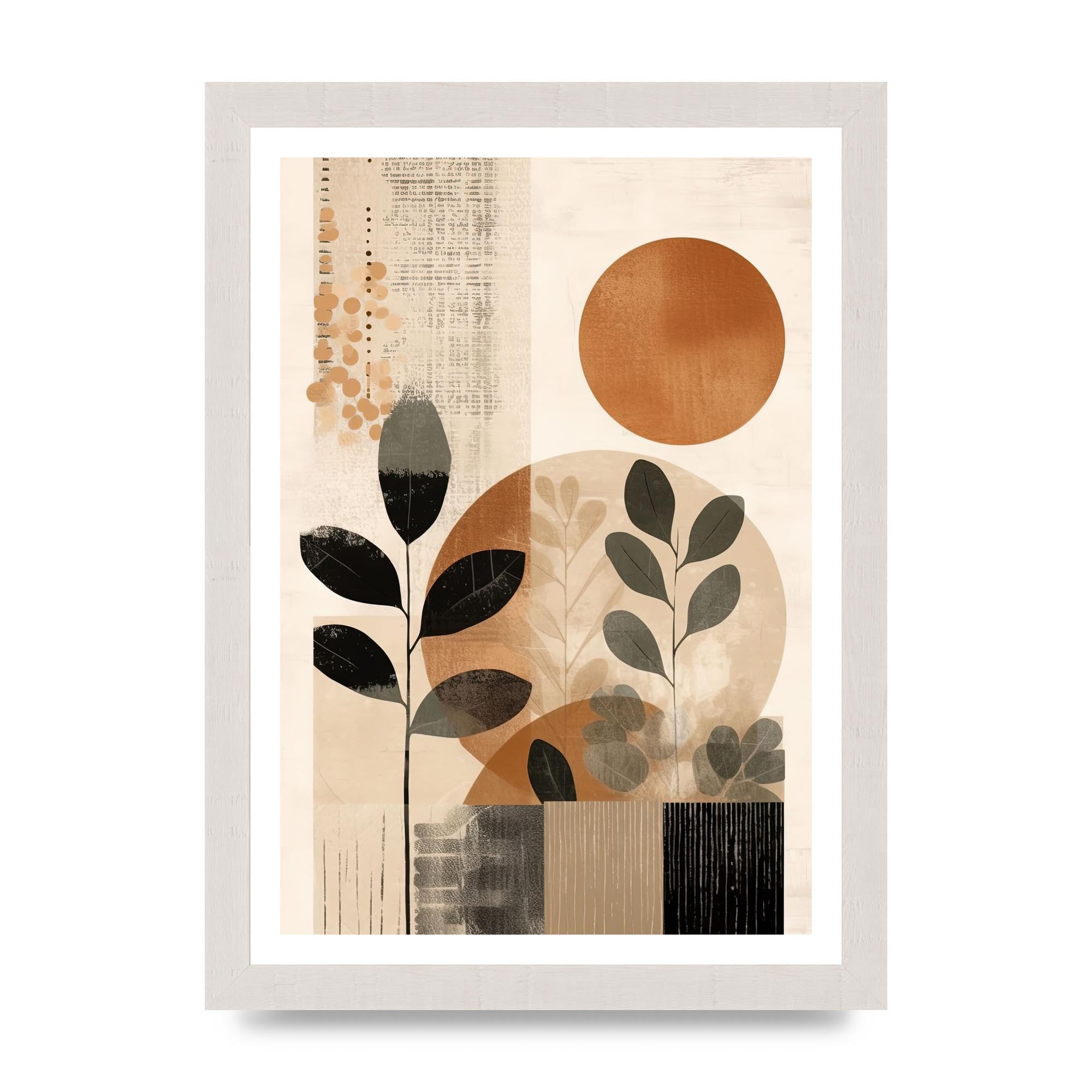 Lithobee - Abstract botanical art Home Wall Art Prints in Sizes A2, A3 & A4 Framed in a Stylish Quality Coloured Frame or Unframed - A4 White Saw Cut Grain Frame